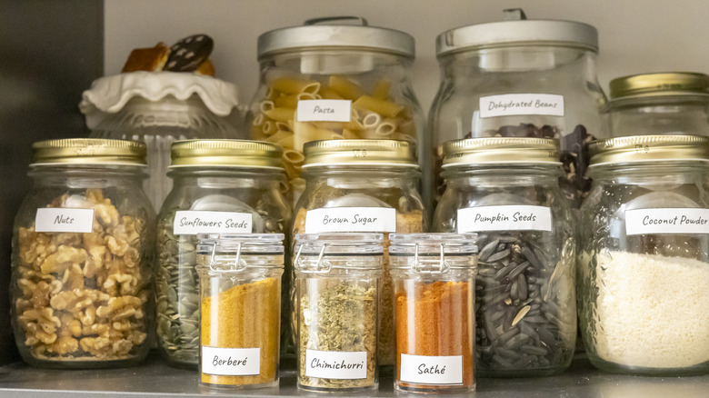 labeled ingredients in jars