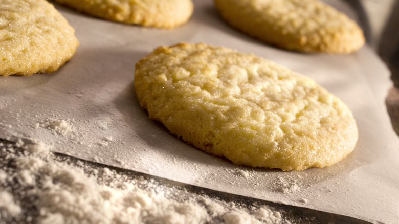 Sugar cookies cooling off on the countertop in the morning light